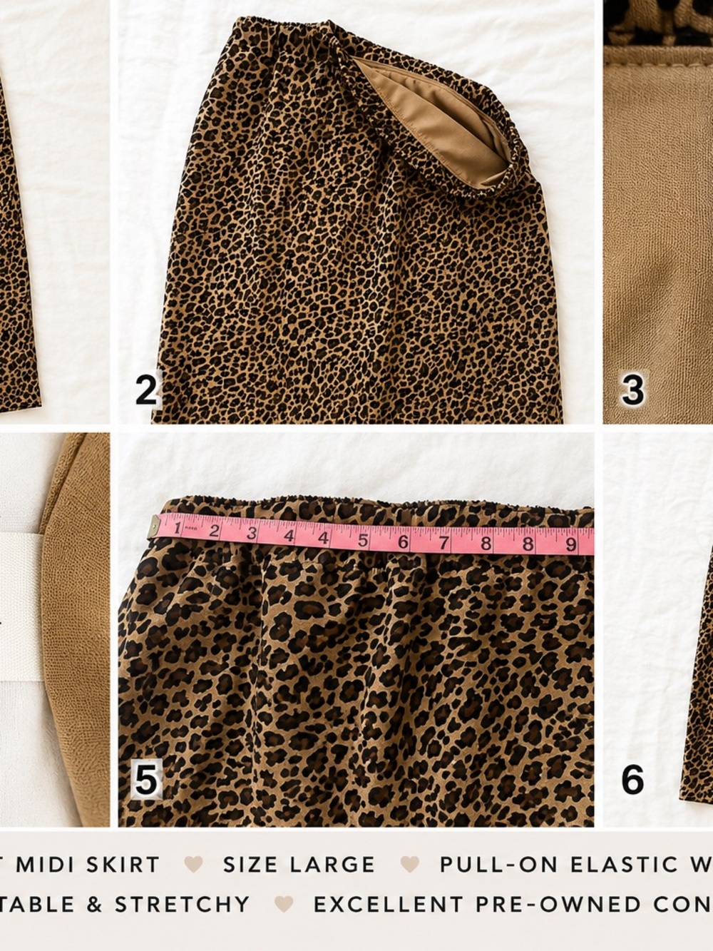 Isabel by Ingrid & Isabel Leopard Print Midi Skirt Size Large Pull-On - Picture 3 of 3